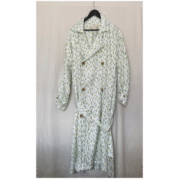 CREATURES OF COMFORT Floral Habotai Oversized Trench - Picture 1 of 7